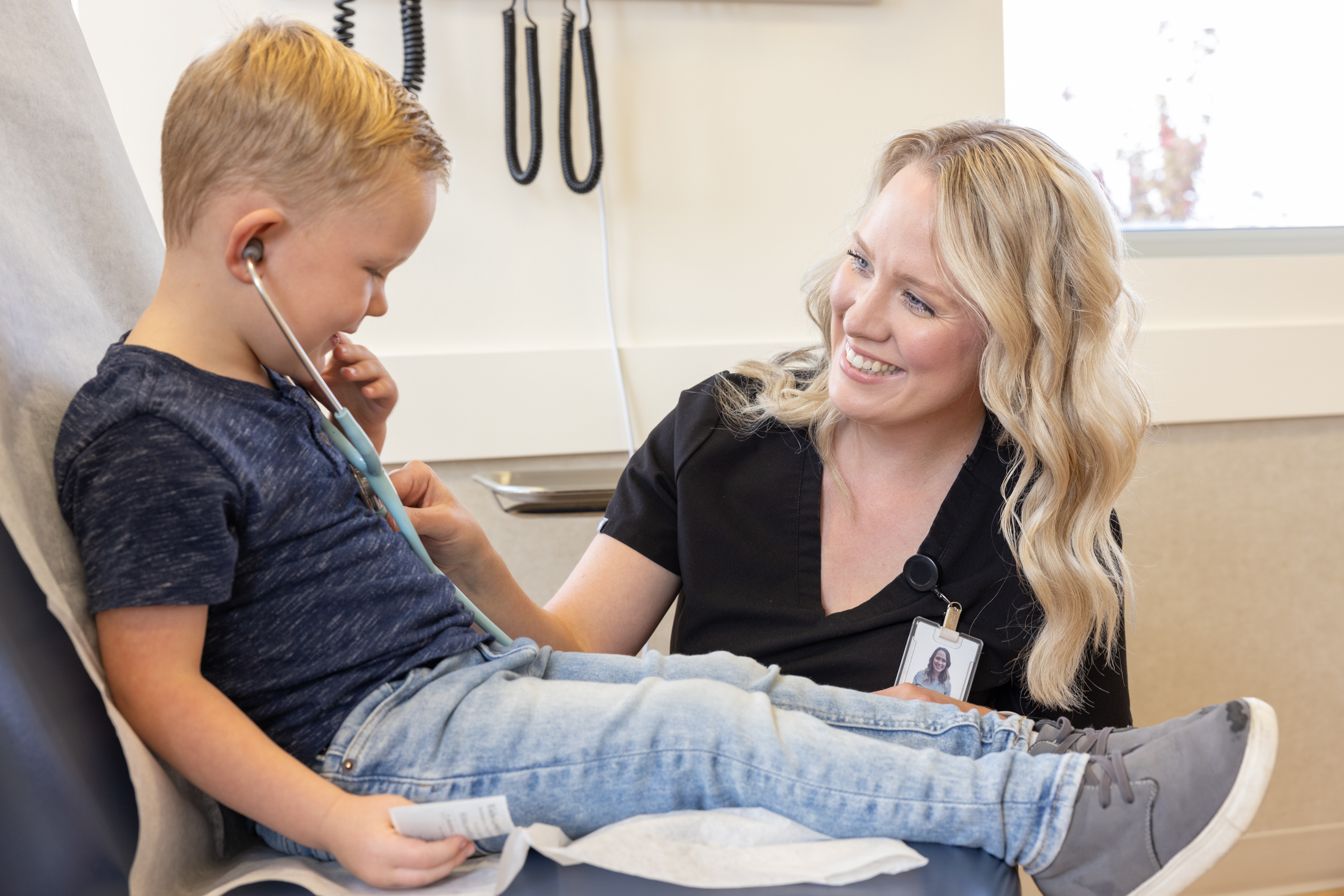 Nurses checking child